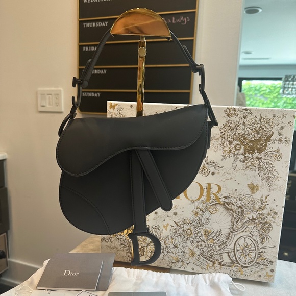 Authentic Dior Mini Saddle Bag Matte Black - Picture 1 of 8
